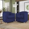 Kit 2 Poltronas Decorativas Reforçada Consultório Sala Suede Cor:azul Marinho - 1