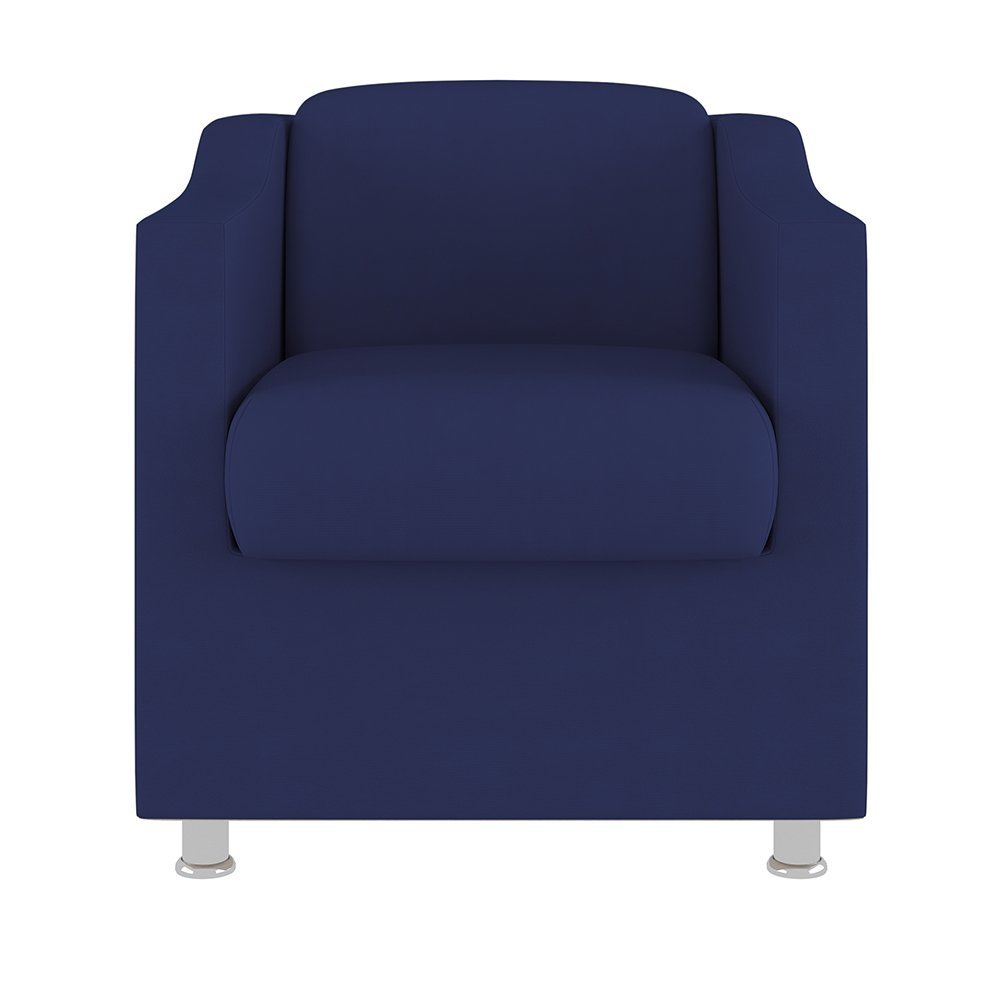 Kit 2 Poltronas Decorativas Reforçada Consultório Sala Suede Cor:Azul Marinho - 3