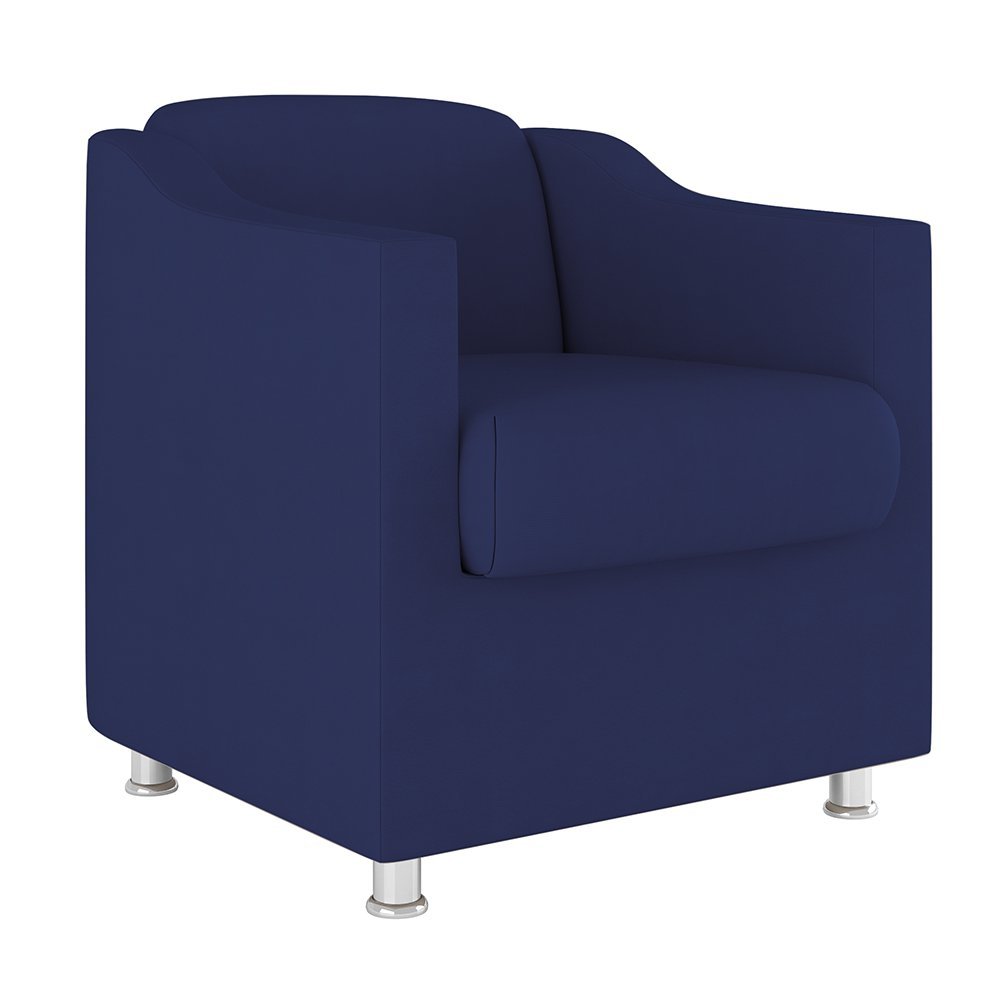 Kit 2 Poltronas Decorativas Reforçada Consultório Sala Suede Cor:Azul Marinho - 2