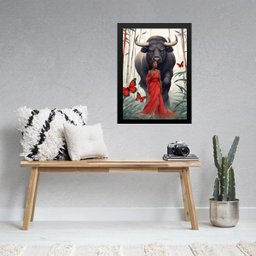 Quadro Orixá Iansã - Boi Borboletas 33x24cm:madeira Branca - 2