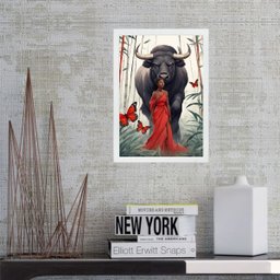 Quadro Orixá Iansã - Boi Borboletas 33x24cm:madeira Branca - 1