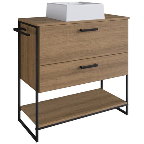 Gabinete e Cuba Banheiro Industrial 80 Cm Pt Gav 1028x94101 Mell Branco Pp