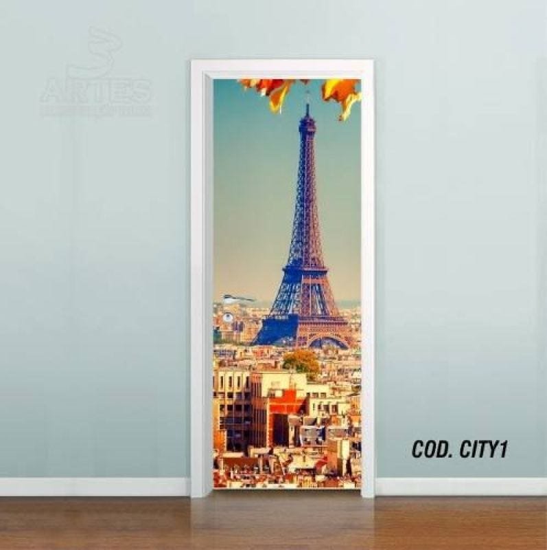 Adesivo De Porta Cidade Paris #01 - 0,80x2,10m - 1