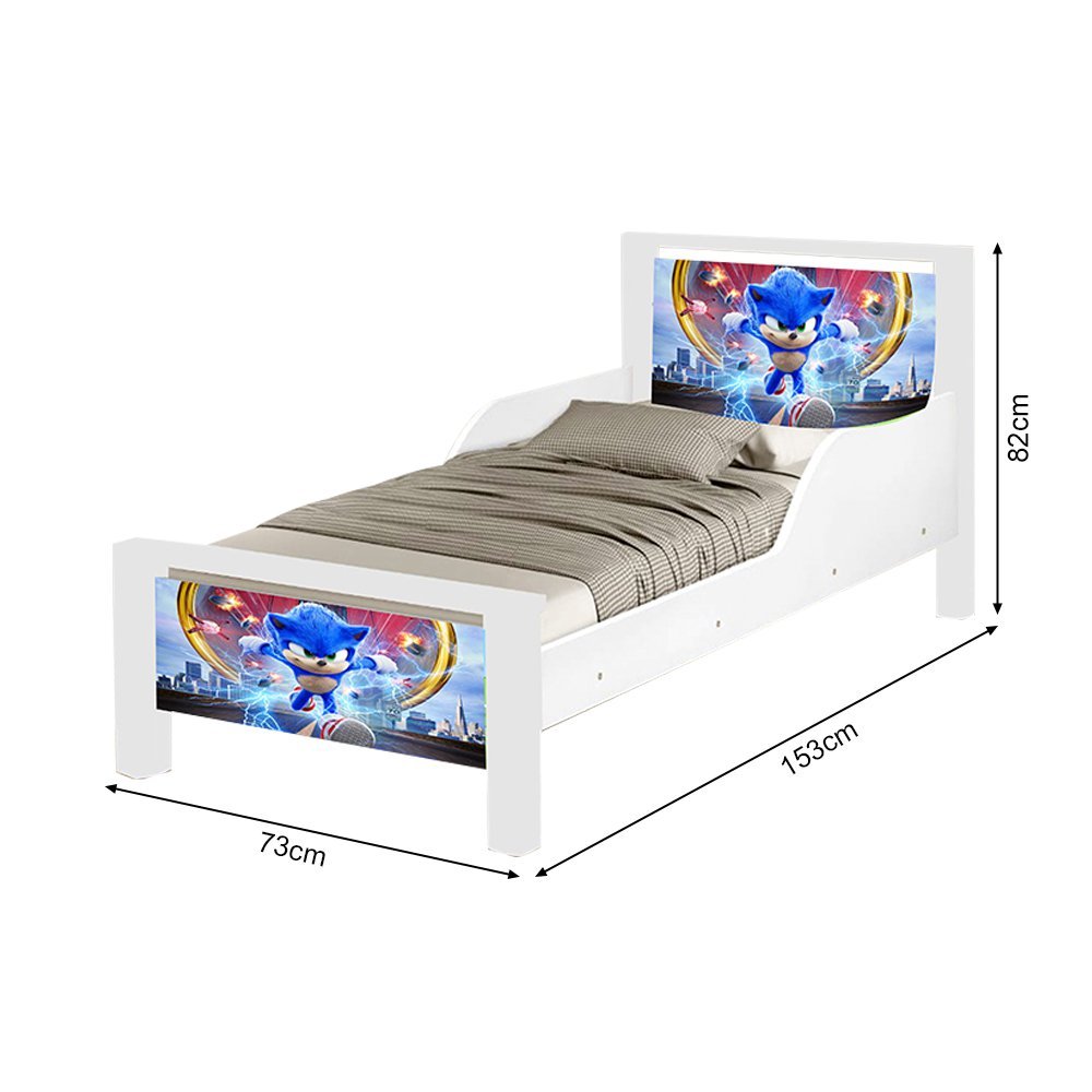 Mini Cama Infantil Sonic Adesivada com Colchão - 4