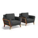 Ver imagem 3 de Kit 2 Poltronas Sabrina de Madeira Maciça com Almofada Linho Chumbo 406