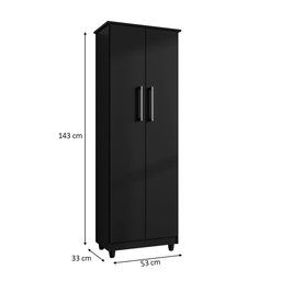 Armário Lavanderia Multiuso Nina 2 Portas Preto - Saga Decor - 4