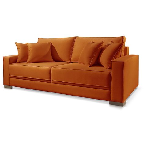 Sofá 3 Lugares Fixo Living Marrocos Veludo Terracota 2,4m Mk