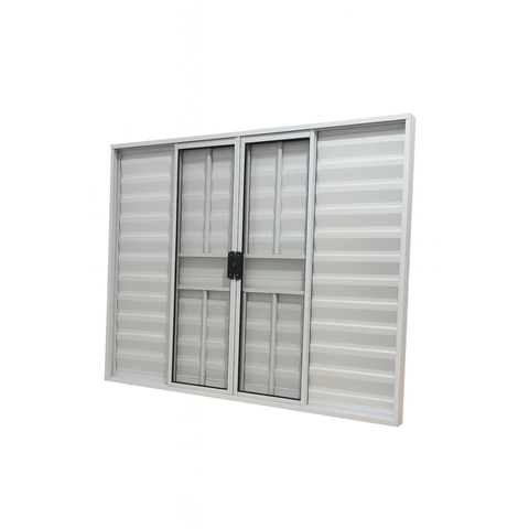 Veneziana 6 Folhas Aluminio Branco com Grade 1,00x1,50