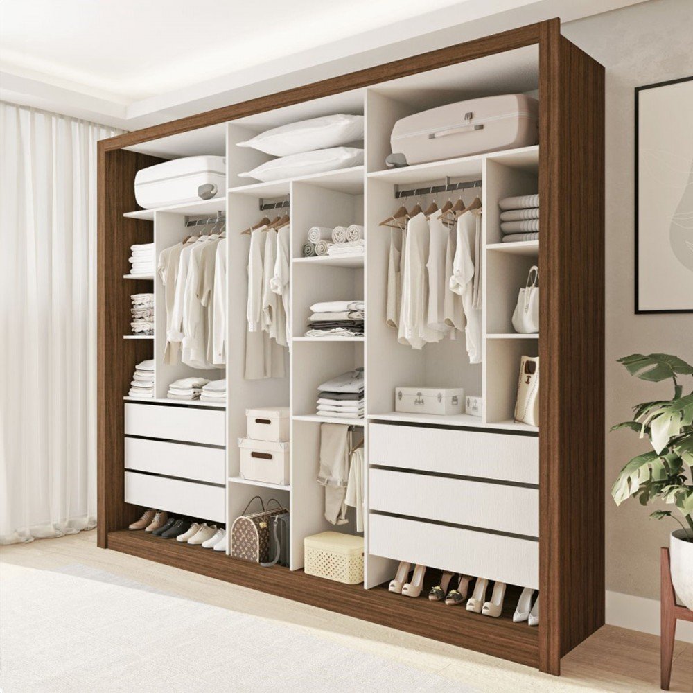 Closet Casal Itália 6 Gavetas Freijó/branco - Minastex
