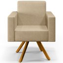 Ver imagem 7 de Kit 02 Poltronas Decorativa Giratória Base de Madeira Helô L02 Linho Bege Escuro - Lyam Decor