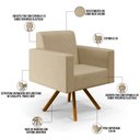Ver imagem 5 de Kit 02 Poltronas Decorativa Giratória Base de Madeira Helô L02 Linho Bege Escuro - Lyam Decor