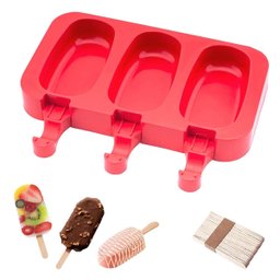2 Formas de Silicone Molde para Fazer Picolé com 50 Palitos - 2