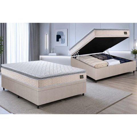 Cama Box Baú Crc Casal +Colchão Anatômico Shelby Hellen 138