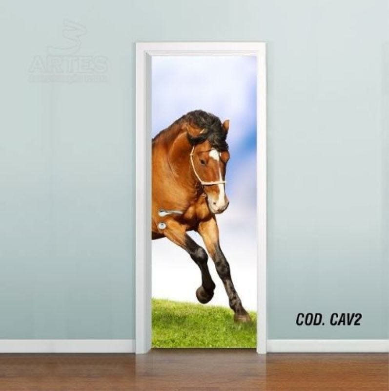 Adesivo De Porta Cavalo Égua Fazenda #02 - 0,90x2,10m - 1