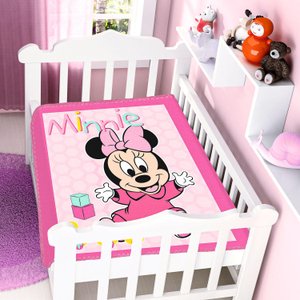 Cobertor Bebê Jolitex Minnie Patinhos Rosa 90x110cm