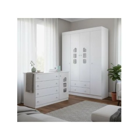 Quarto Infantil com Guarda- Roupa e Cômoda - Phonix