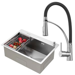 Kit Cuba Gourmet Quebec 62cm Aço Inox 304 e Torneira Gourmet Florença Monocomando Goldenx
