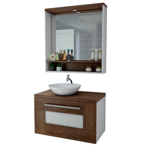 Gabinete para Banheiro com Espelheira Verona Espresso Móveis - 2