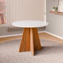 Ver imagem 1 de Mesa de Jantar Redonda com Vidro 4 Lugares Multimóveis CR50245 Cinamomo-Off White