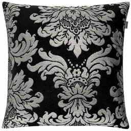 Capa de Almofada em Jacquard Luxo Preto e Prata Medalhão 45x45cm - 1