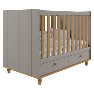 Berço Americano de Bebê Gavetas Embaixo Telescópicas Fendi MDF Com Regulagem Altura E Pés