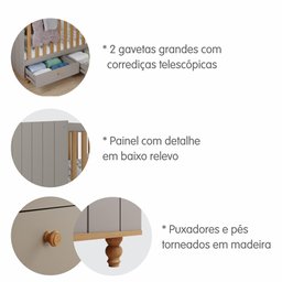 Berço Americano de Bebê Gavetas Embaixo Telescópicas Fendi MDF Com Regulagem Altura E Pés - 3