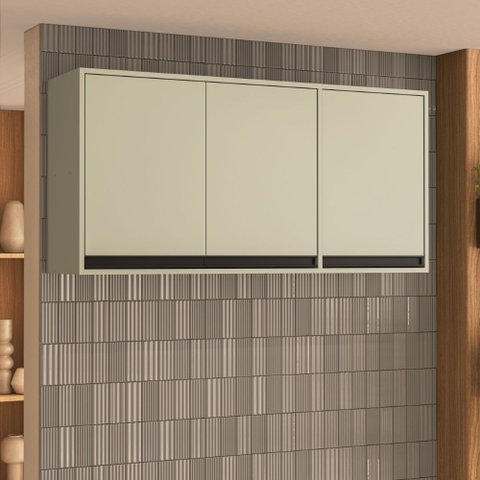 Armário Aéreo 3 Portas 120cm Koya Verde Oliva Politorno Móveis
