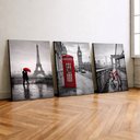 Ver imagem 2 de Kit 3 Quadro Decorativo Paris Londres Nova York Cidade Casal 28x20cm