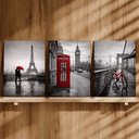 Ver imagem 3 de Kit 3 Quadro Decorativo Paris Londres Nova York Cidade Casal 28x20cm