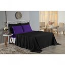 Ver imagem 4 de Jogo de Cama Casal Viúva Nobre 4 Peças Malha 100% Algodão - Preto / Roxo