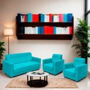 Ver imagem 2 de Sofá + 2 Poltrona para Sala de Estar Moderno Confortável Veneza Suede