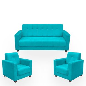 Sofá + 2 Poltrona para Sala de Estar Moderno Confortável Veneza Suede