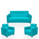 Ver imagem 1 de Sofá + 2 Poltrona para Sala de Estar Moderno Confortável Veneza Suede