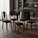 Ver imagem 1 de Kit 6 Cadeiras Madri Corino Preto Lirio Tubo Preto Fosco