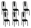 Ver imagem 2 de Kit 6 Cadeiras Madri Corino Preto Lirio Tubo Preto Fosco
