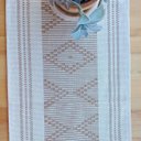 Ver imagem 5 de Caminho de Mesa Artesanal Algodão Cru Rústico Marrom 33x105