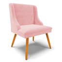 Ver imagem 1 de Cadeira Estofada para Sala de Jantar Pés Palito Lia Suede Rosa Bebê - Ibiza