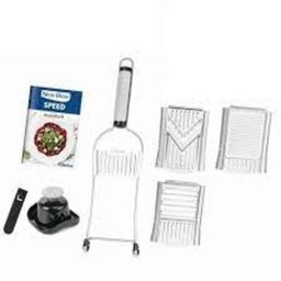 FATIADOR CORTADOR MULTIFUNCIONAL EM INOX RALADOR COM POTE 9 PEÇAS VEGETAIS ALHO CEBOLA QUEIJO - 6