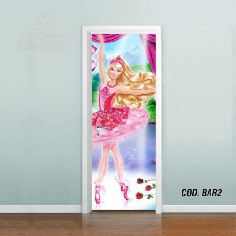 Adesivo De Porta Barbie Sapatilhas Magica #02 - 0,60x2,10m - 1