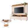 Estante Home Theater Artís Off White Cinamomo e Mesa de Centro Sky com Tampo de Vidro Cinamomo - Hb - 1