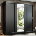 Ver imagem 1 de Guarda-Roupa Casal Madesa Reno 3 Portas de Correr com Espelho Preto Cor:Preto