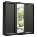 Ver imagem 2 de Guarda-Roupa Casal Madesa Reno 3 Portas de Correr com Espelho Preto Cor:Preto