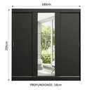 Ver imagem 3 de Guarda-Roupa Casal Madesa Reno 3 Portas de Correr com Espelho Preto Cor:Preto