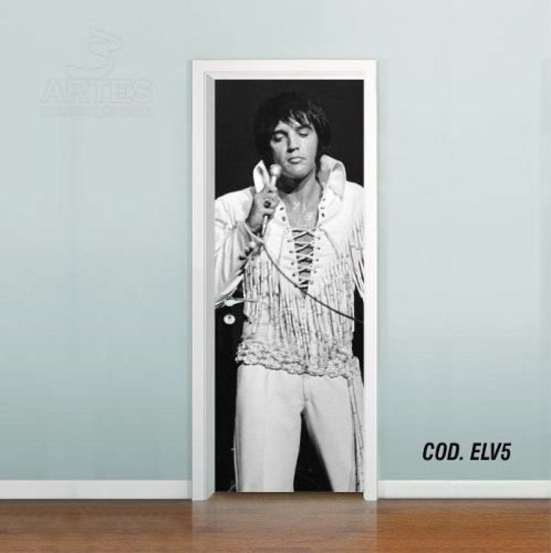 Adesivo De Porta Elvis Presley - Rei Rock #05 - 0,60x2,10m - 1
