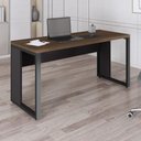 Ver imagem 1 de Escrivaninha Home Office 150 cm Design Corporativo Pés Metal F5 Office Cor:Málaga com Preto