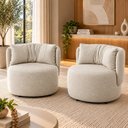 Ver imagem 1 de Kit 2 Poltronas Giratórias com Retorno Estofadas Design Orgânico Lizzy Espresso Móveis