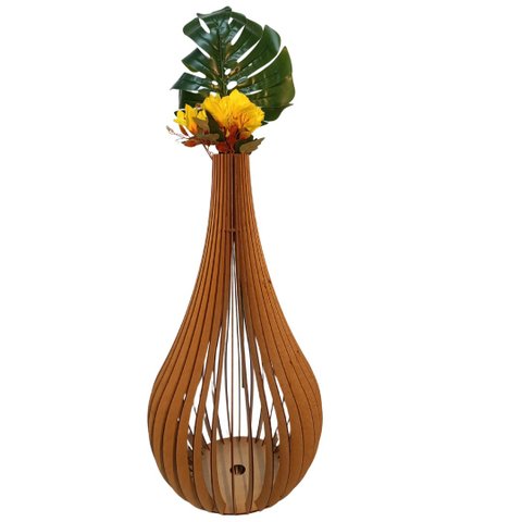 Vaso de Chão Decorativo Grande Capadócia Mdf:mdf Cru/75x40cm