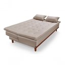 Ver imagem 2 de Sofá Cama Reclinável Santorini Veludo Confortável Base de Madeira Areia 162