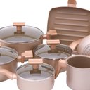 Ver imagem 3 de Jogo de Panelas Alumínio Ceramico Antiaderente Mimo Style Sartin Cook Champanhe Conjunto 07 Peças