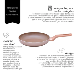 Jogo de Panelas Alumínio Ceramico Antiaderente Mimo Style Sartin Cook Champanhe Conjunto 07 Peças - 10